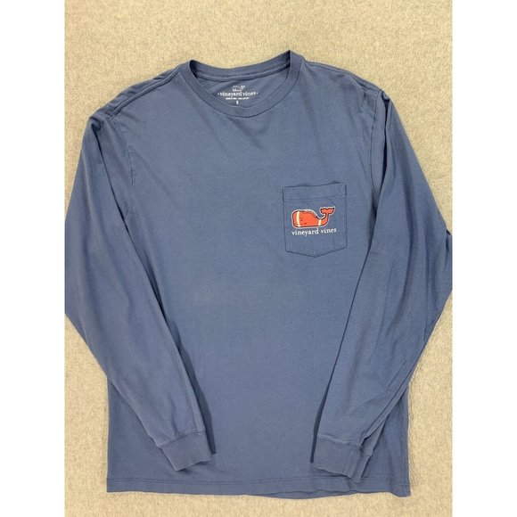 Vineyard‎ Vines Football Logo Long Sleeve Crew Tee Shirt (Men's Medium) Blue - Picture 1 of 12